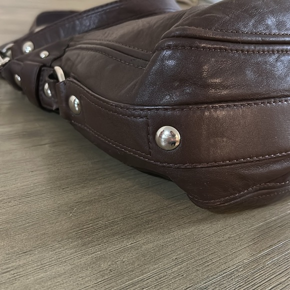 Coach Large Zoe Hobo F14707 Brown/ Silver Leather Shoulder Bag - Picture 6 of 10